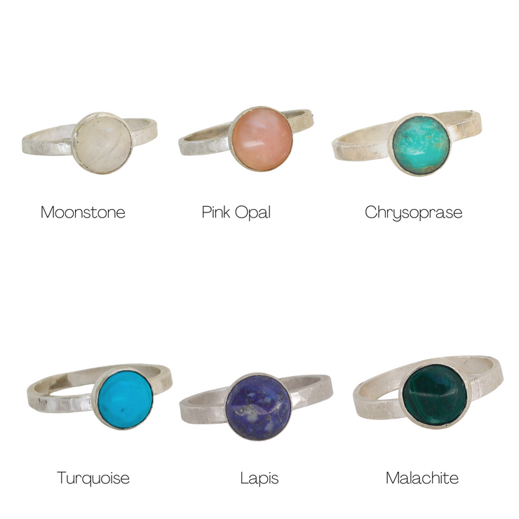 Limited Edition Gemstone Stacking Rings - Opal, Chrysoprase, Lapis, Malachite or Moonstone
