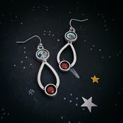 Journey to Mars Earrings - Copper Chrysocolla Earth and Red Jasper Moon