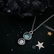 Simple Earth and Moon Natural Stones Pendant Necklace