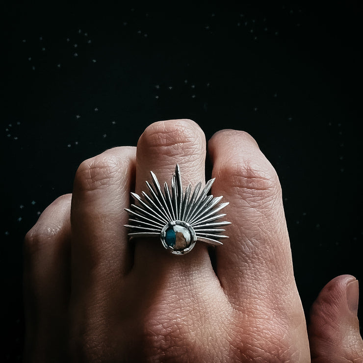 Sun Goddess Ring with Copper Oyster Turquoise