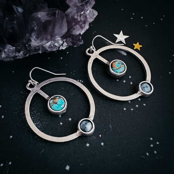 Artemis Earrings - Lunar Orbit Dangles with Natural Stones