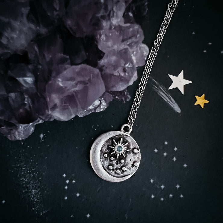North Star Pendant Necklace with Opal