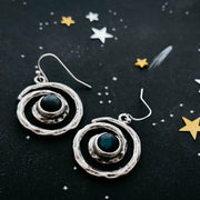 Milky Way Jewelry Set - Spiral Silver Necklace and Earrings with Labradorite