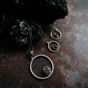Meteorite Jewelry Set - Circle Necklace and Earrings