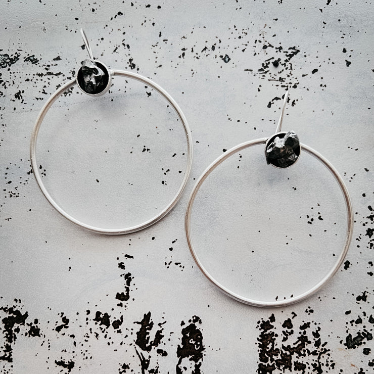 Large Hoop Earrings with Meteorite