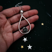 Meteorite Jewelry Set - Teardrop Necklace and Earrings